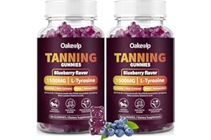 Oakevlp 2 Pack Extra Powerful Tanning Gummies,1500mg of L-Tyrosine,Daily Tanning Supplement Adults Woman & Men,with 1000mg of Beta-Carotene,50mg of Astaxanthin,8500mcg of Vitamin A for Skin Health