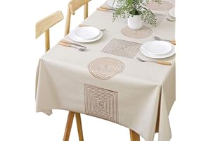 TruDelve Heavy Duty Vinyl Table Cloth Plastic Table Cloth for Kitchen Dining Table Wipeable PVC Waterproof Tablecloth for Rec