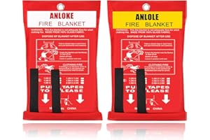 ANLOKE Fire Blankets for Home and Kitchen Safety (2 Pack) - 47" x 47" Fire Retardant Fabric, Emergency Fire Suppression Blanket, Ideal for Kitchen Grease Fires