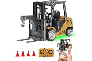 Mini Forklift Remote Control 1:64 RC Forklift Toy, 2.4GHz Construction Vehicle with LED Music, Variable Speed 2-in-1 Transfor