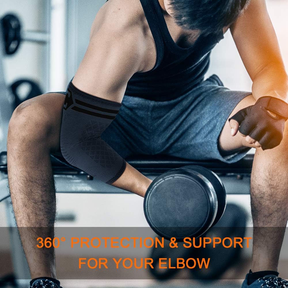 Cambivo 1 Pairs Elbow Brace,Elbow Compression Sleeve for Men and Women, Elbow Support Fit for Tennis,Golf, Basketball(Black,L): Industrial & Scientific