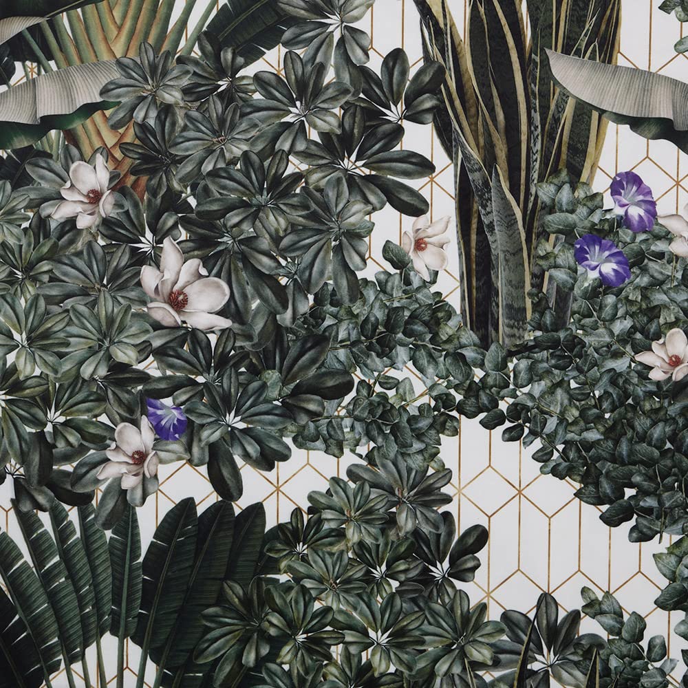 Kt KILOtela - Digital Print Velvet Fabric, Decoration, Cushions, Upholstery, Curtains, Crafts, Fabric 100 cm Length x 140 cm Width | Botanical Cute - Green, White ─ 1 Metre