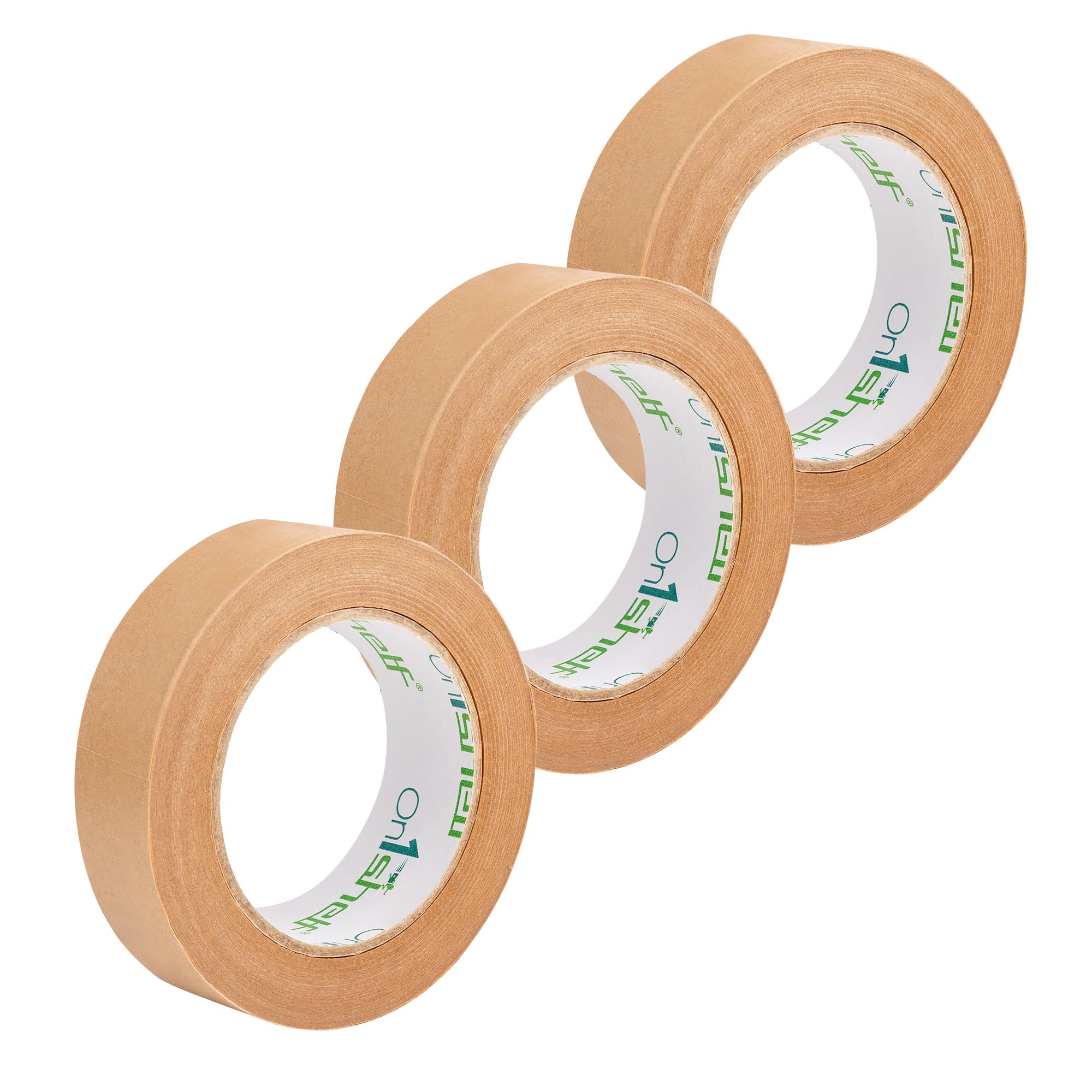 On1shelf® Eco-Friendly Biodegradable Kraft Carton Sealing Tape - 50m Long |100% Recyclable & Sustainable Packing Solution (3, 24mm)