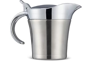 Oak & Steel - Double-Walled Insulated Gravy Sauce Thermal Jug, 480ml with Easy Lift Lid - Milk, Custard & Cream Boat for Dinn