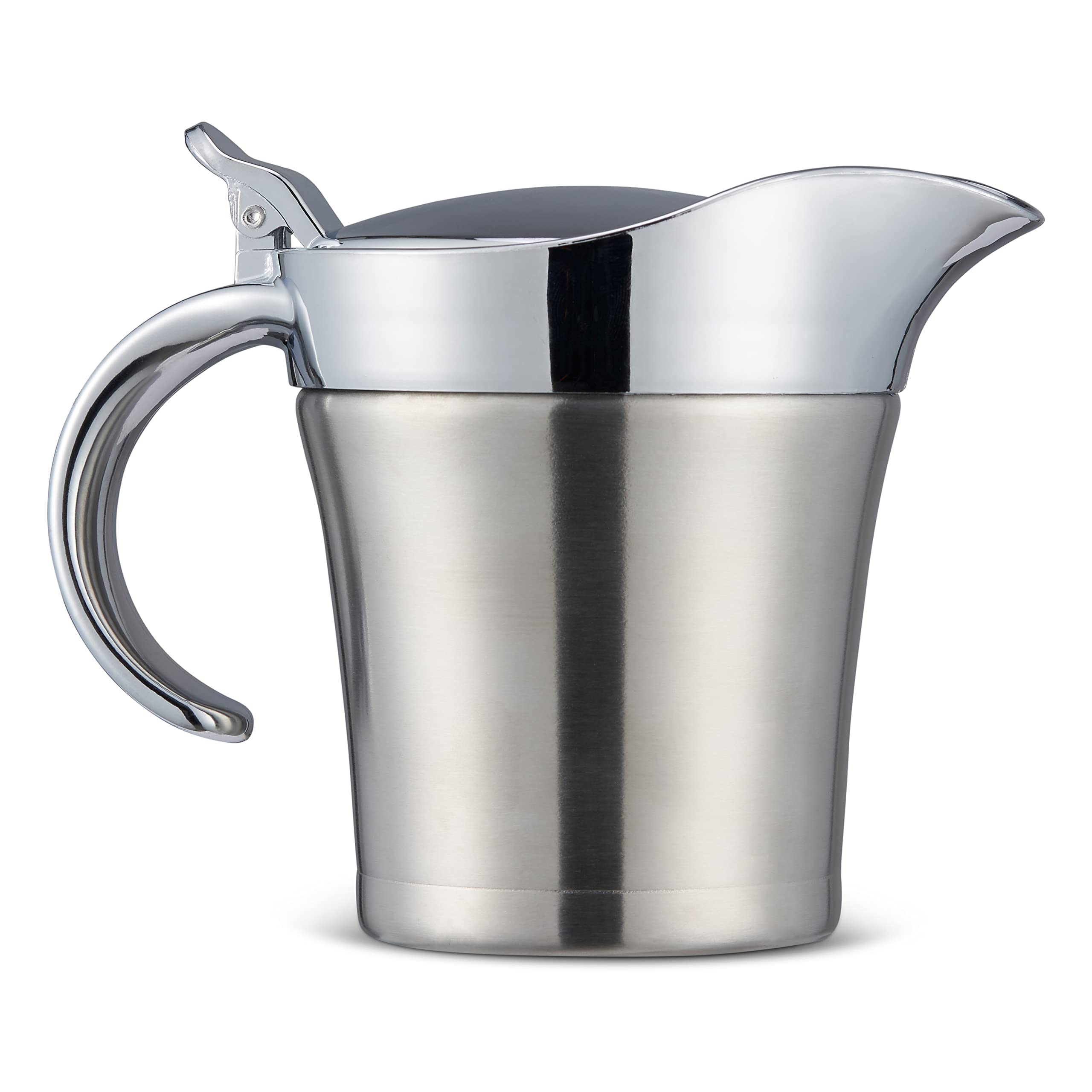 Oak & Steel Double-Walled Insulated Gravy Boat 480ml - Thermal Stainless Steel Jug with Easy Lift Lid - Hot & Cold Sauce, Milk, Custard & Cream Server