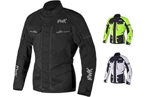 HWK Adventure Touring Motorcycle Jacket for Men, Water Resistant Cordura Textile Biker Jacket for Men, Durable and Stylish Moto Gear with CE Armor for Enduro Motorbike Riding - Black, Large