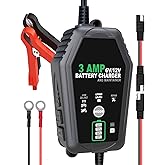 3 AMP Battery Charger, 6V/12V Smart Car Battery Charger, Fully Automatic Battery Maintainer Trickle Charger for Lead-Acid, Li