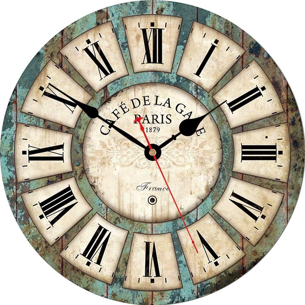 Horloge Murale Rétro Silencieuse 30,5 Cm - Vintage Bois Pour Cuisine, Salon Et Chambre