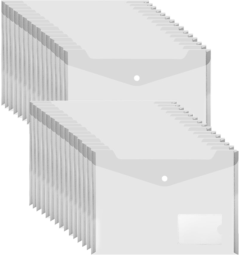 MerryNine Plastic Envelopes Wallets A4 30 Pack Clear Document Folders