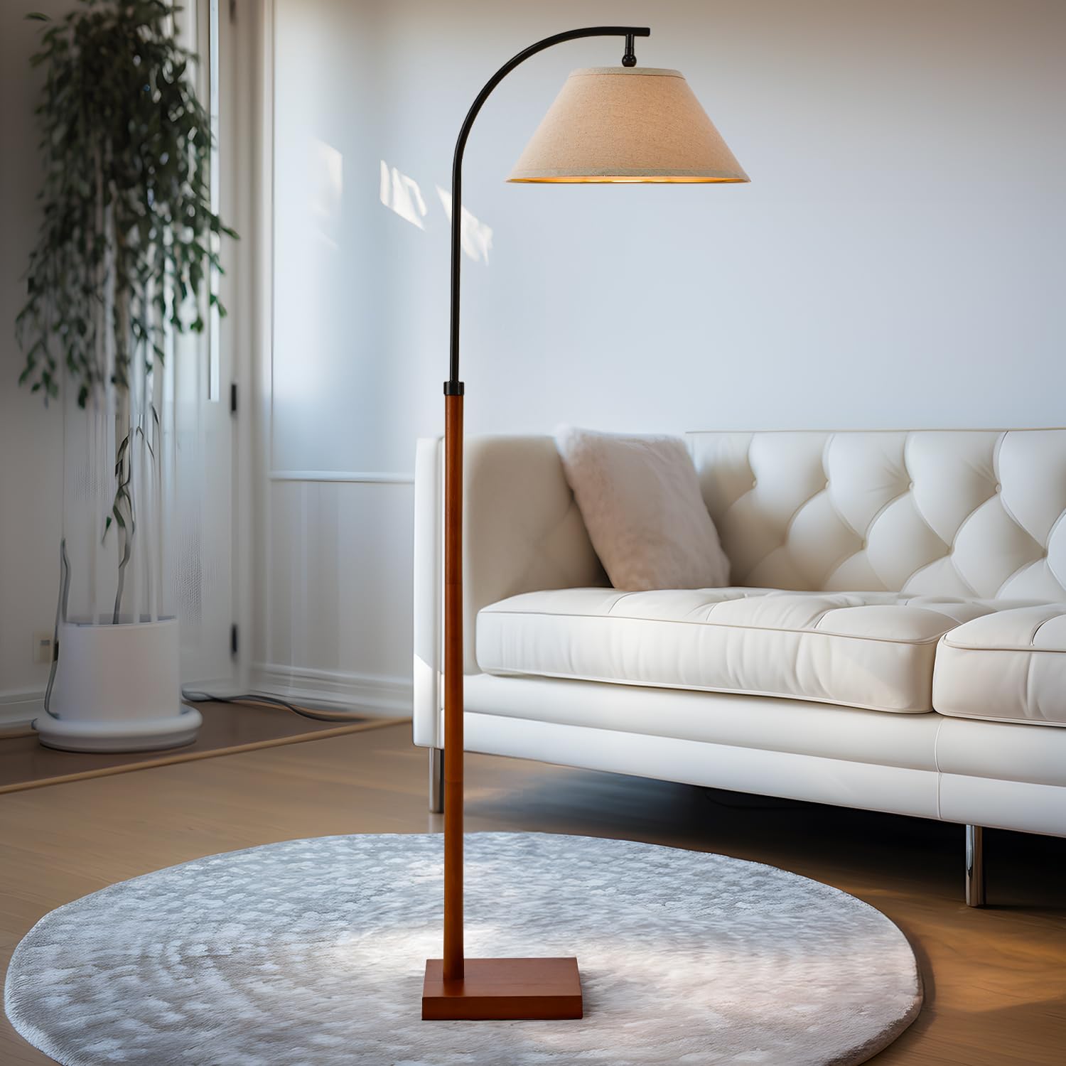 Photo 1 of G-SAFAVA 63" Black Floor Lamp for Living Rooms Tall Arc Standing Lamps for Bedrooms Tall Lamps with Foot Switch for Bedroom