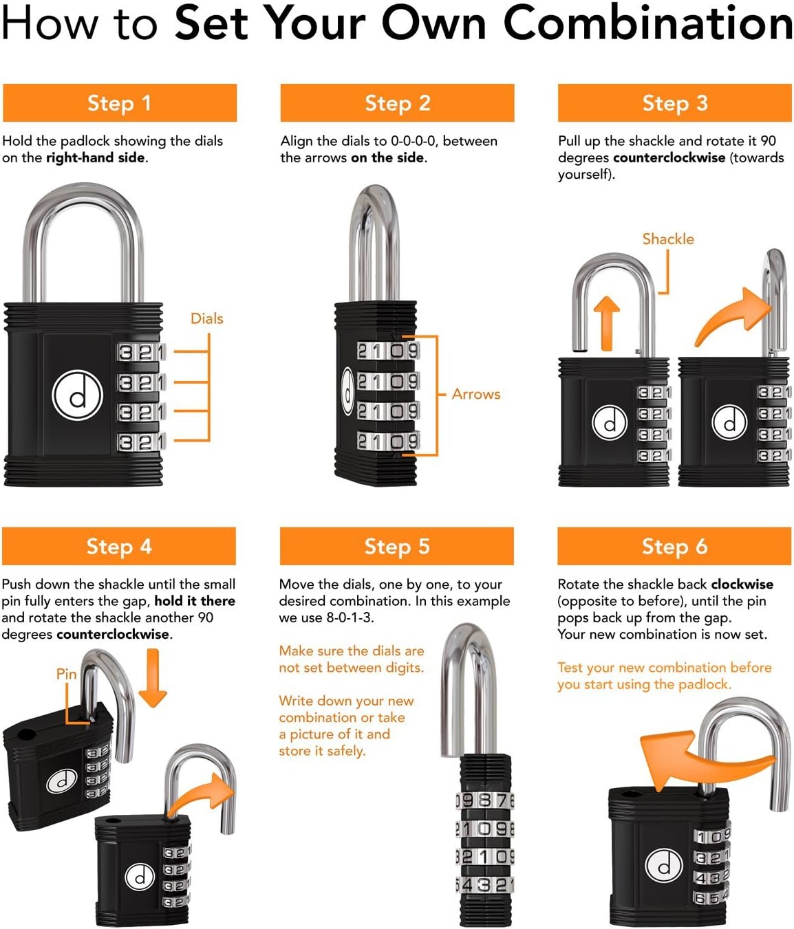 Padlock - 4 Digit Combination Lock for Gym, Sports, School & Employee Locker, Outdoor, Fence, Hasp and Storage - All Weather Metal & Steel - Easy to Set Your Own Keyless Resettable Combo - Blue - - 