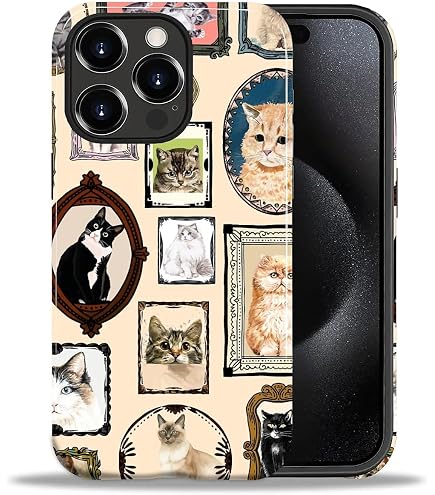 Cute Starnight Cat Phone Case, Van Gogh Cute Cat Pattern iPhone 15 Pro Max Case, Non-Slip Design and Shock Absorption, Phone Case for Teen Girls, Boys, Women and Men(iPhone - 15