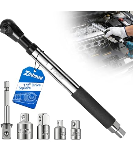 1/2" Offset Extension Impact Wrench – 3-in-1 Electric Drill Adapter With 4 Sockets, 74 Ft/lbs Manual Torque, For Tight Spaces (Auto, Plumbing)