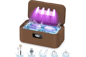 TEBAL Ultrasonic Jewelry Cleaner,50Khz Professional Jewelry Cleaner Ultrasonic Machine for Jewelry, Eyeglasses, Rings, Watch Strap, Dentures, 304 Stainless Steel Tank(Brown)