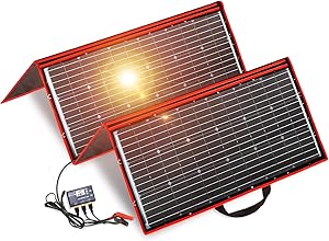 DOKIO 300 Watts 12 Volts Monocrystalline Foldable Solar Panel with Inverter Charge Controller for RV Camping Canavas