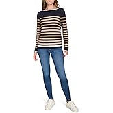 Nautica Womens Mariner Stripe Pullover Boatneck Long Sleeve