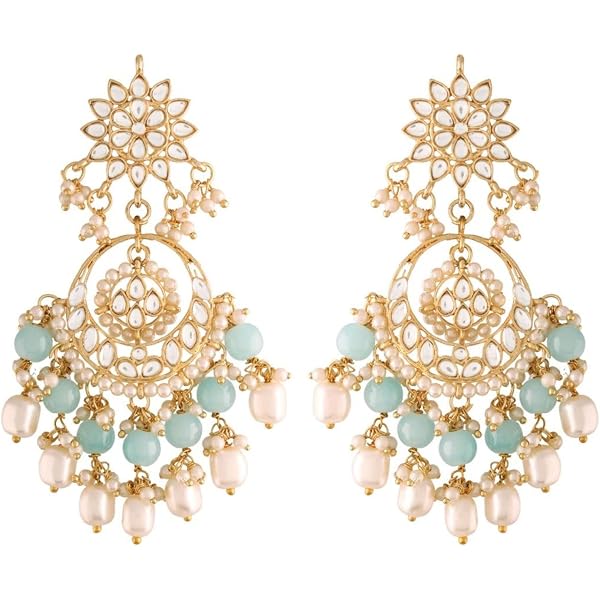 Boucles D'oreilles Ethniques Indiennes Jumar Bollywood - Plaqué Or Sur Cuivre - Multicolore - Pour Mariage, Fête, Cadeau