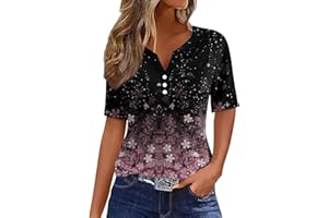 NJKHMCFTIR Summer Tops for Women Vacation Trendy V Neck 2024 Casual Short Sleeve Shirts Loose Comfy Tunic Clothes