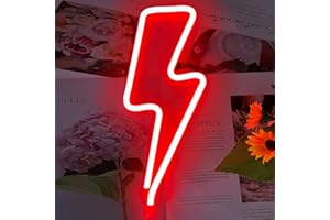 BERNICEKELLY Neon Signs Lightning Bolt Neon Light Sign for Wall Decor, Battery or USB Powered Led Lightning Light Neon Sign for Bedroom, Kids Room, Birthday, Party, Wedding, Home, Kids Decorations Red