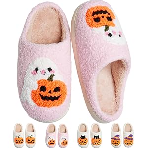 TOKFIM Cute Fuzzy House Slippers for Women Men Memory Foam Non Slip Shoes