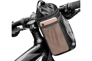Bike Water Bottle Holder Bag for Kid Adult, Caudblor Insulated Bicycle Coffee Cup Holders with Phone Storage, Black Handlebar