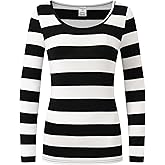 Sthisomo Women's Casual Long Sleeve Striped Scoop Neck T-Shirts