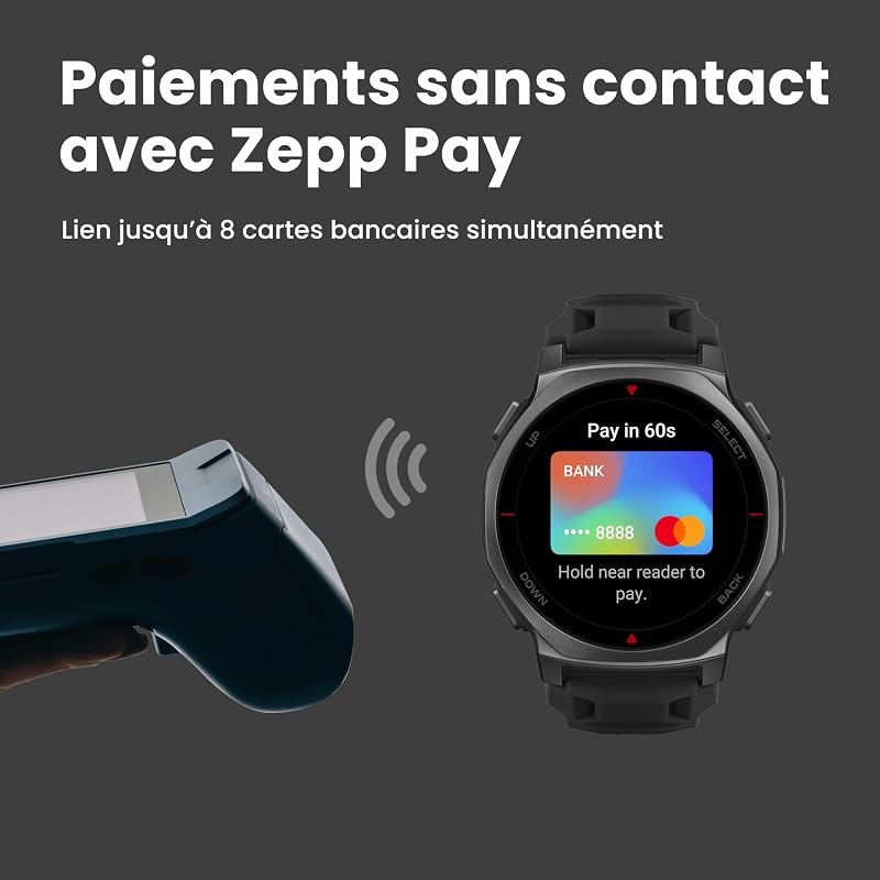 T-Rex 3 Pro Montre Connectée Outdoor 44mm – Écran AMOLED Saphir, Flashlight, Lunette Titane, GPS, Cartes Hors Ligne, 17 Jours Autonomie, 180+ Modes Sport, Smartwatch pour Android iPhone