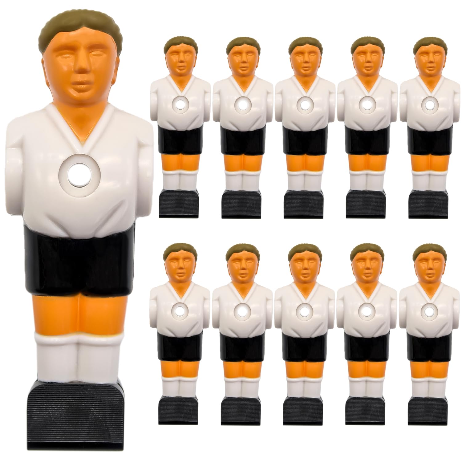 eyepower 11 Football Table Figures 16mm - Germany White Black - Table Foosball Kicker Figures - Table Soccer Game Accessories Football Table Replacement Parts Table Football Figures Kicker Table