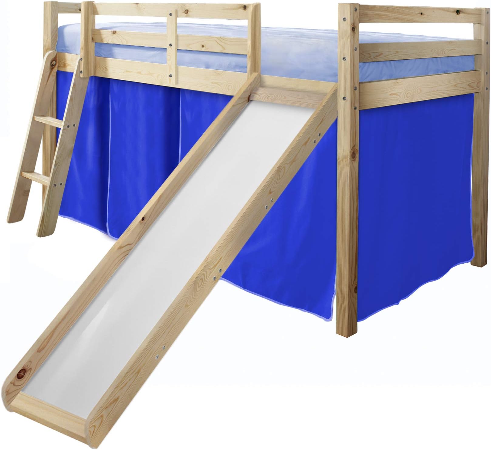 Noa and Nani - Oregon Midsleeper Cabin Bed with Slide and Blue Tent - (Pine)