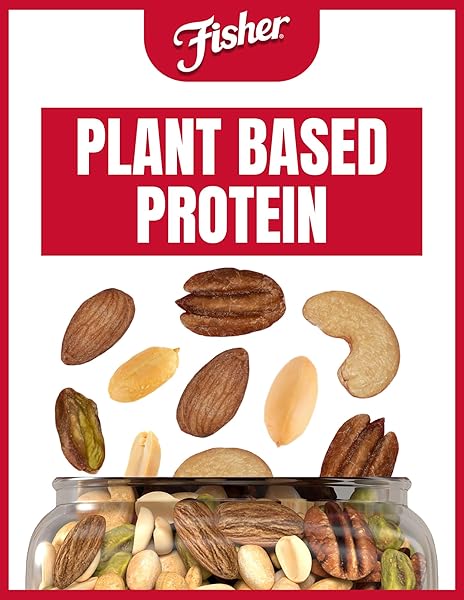 FISHER OVEN ROASTED NEVER FRIED MIXED NUTS WITH PEANUTS, 24 OUNCES (PACK OF 1), PEANUTS, ALMONDS, CASHEWS, PISTACHIOS, PECANS, SNACKS FOR ADULTS, MADE WITH SEA SALT, NO ADDED OILS, ARTIFICIAL INGREDIENTS OR PRESERVATIVES, TRAIL MIX, GLUTEN FREE ​