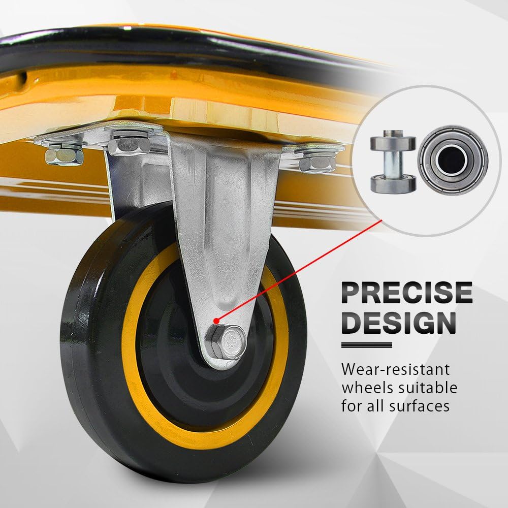 Push Cart Dolly by Wellmax, Moving Platform Hand Truck, Foldable for Easy Storage and 360 Degree Swivel Wheels with 330lb Weight Capacity, Yellow Color: Home Improvement