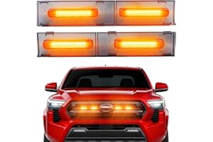 BRETREWRI Front Grille Grill Lights for 2024 2025 Tacoma SR SR5 Led Grill Light Accessories,Amber (for SR SR5 only-LED-Amber)