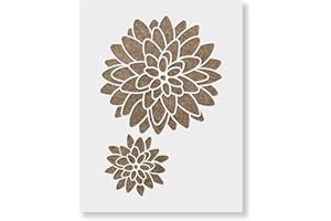 STENCIL REVOLUTION Dahlia Floral Pattern Wall Stencil - Dahlia Stencil, Flower Stencil, Large Stencil Wall, Bathroom Stencils - Use Stencils for A Wallpaper Look