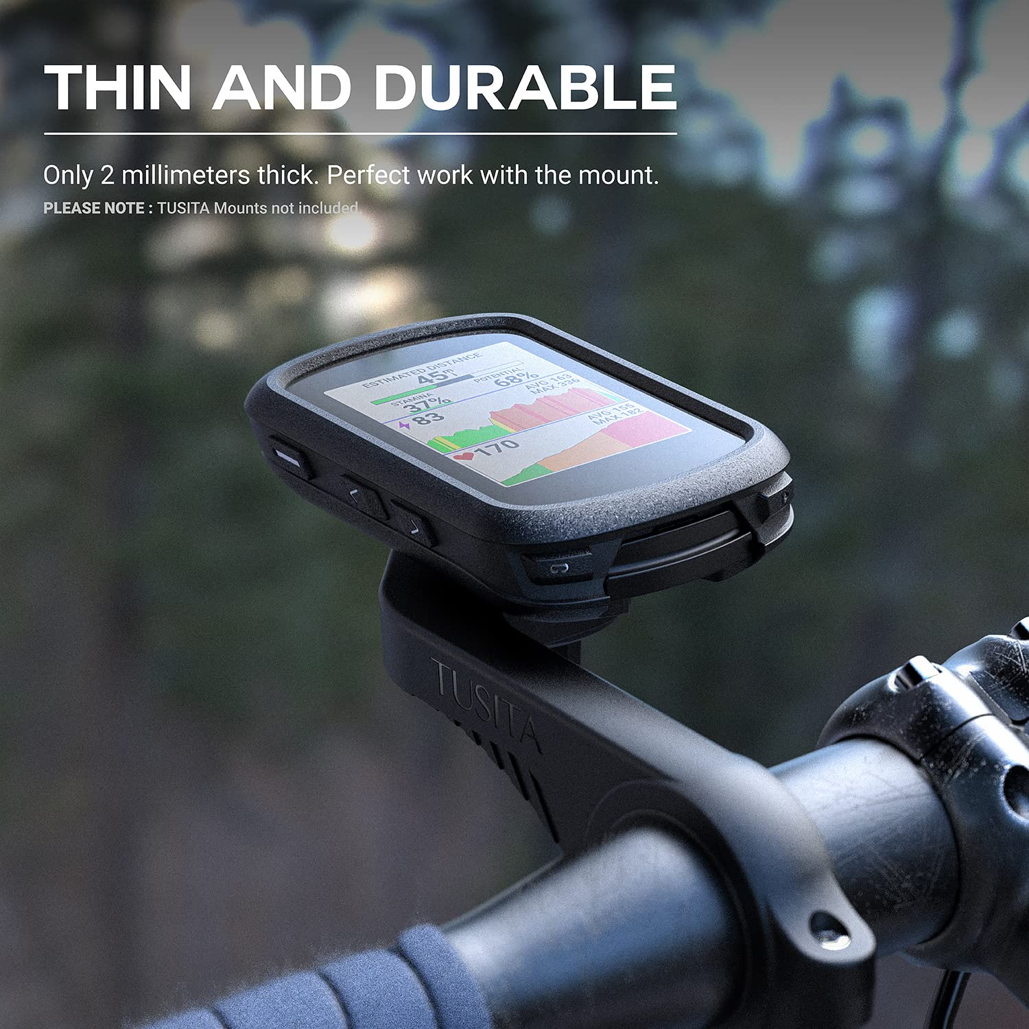 TUSITA Silicone Case Compatible with Garmin Edge 540 | 540 Solar | 840 | 840 Solar - Black