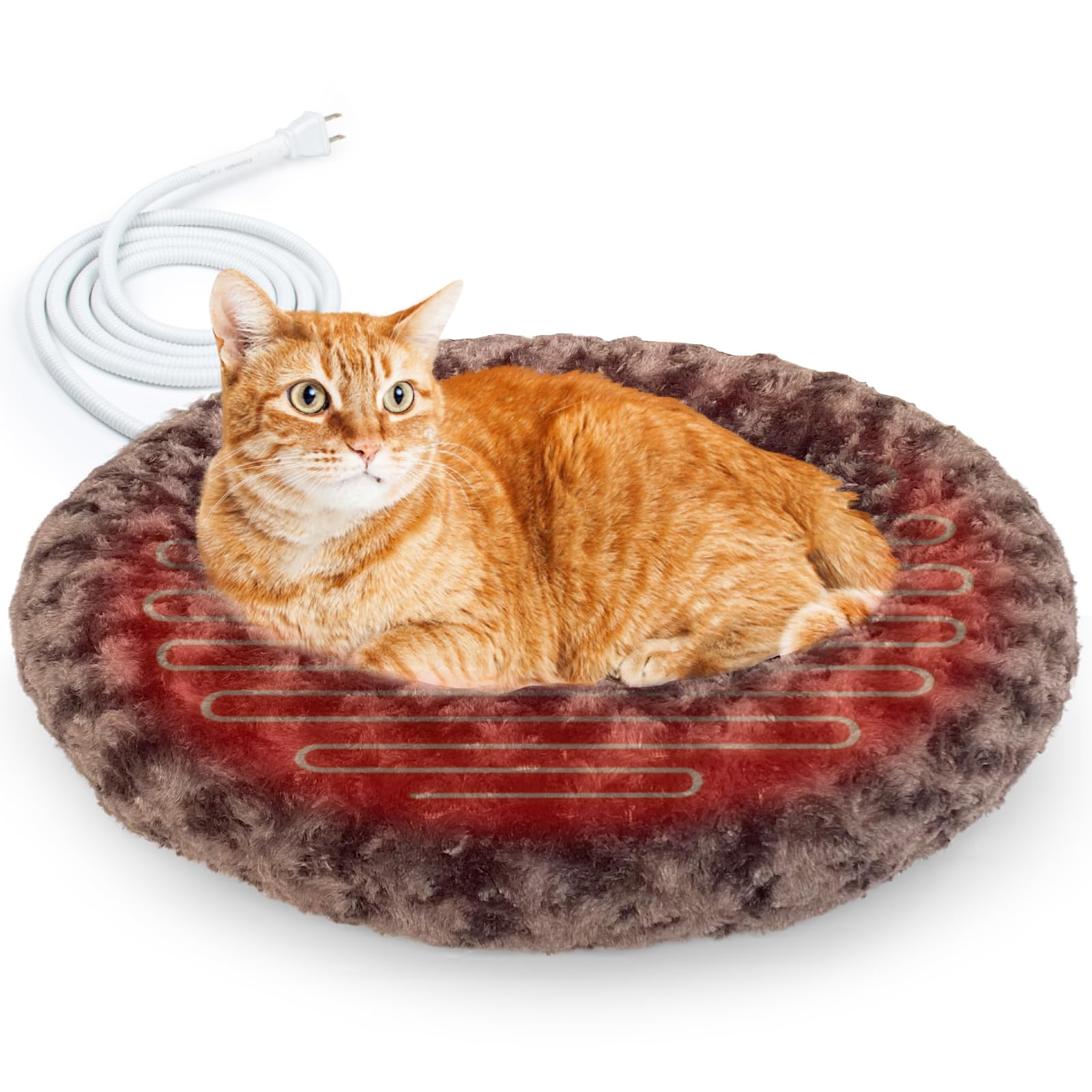Photo 1 of AUPETEK Heated Cat Beds for Indoor Cats Round Warming Cat Beds Super Soft Machine Washable Thermo Kitty Electric Heating Bed