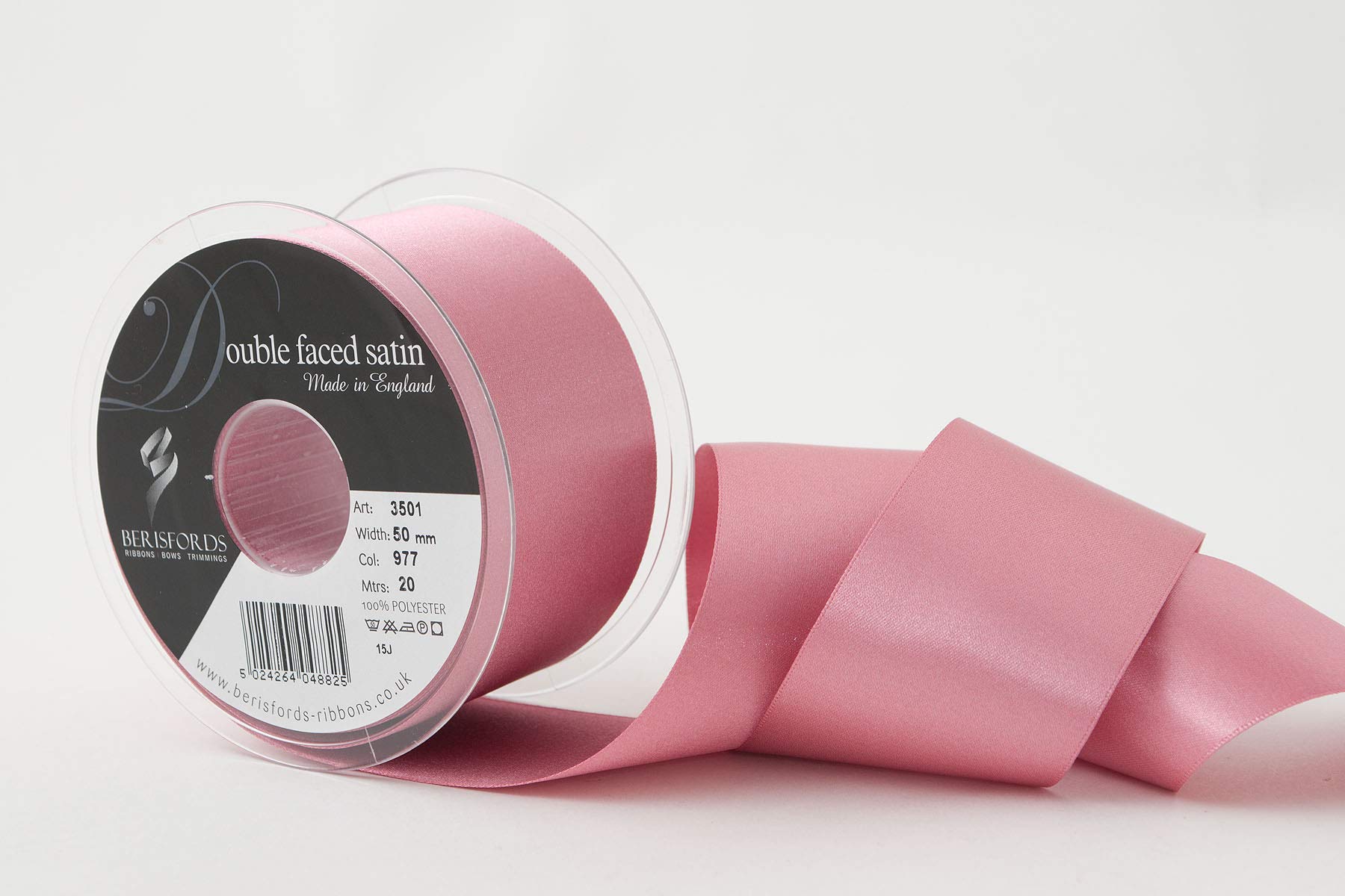 Berisfords Double FACE Poly Satin Ribbon, Mauve, 50 mm