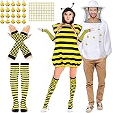 Mepase Halloween Bee and Beekeeper Couples Costumes for Adults Beekeeping Suit Bee Costume Accessory for Halloween Theme Party