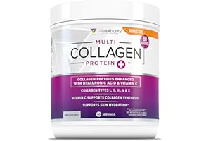 VITAUTHORITY Multi Collagen Peptides Plus Hyaluronic Acid and Vitamin C Hydrolyzed Collagen Proteins Types I II III V and X 60 Servings Unflavored