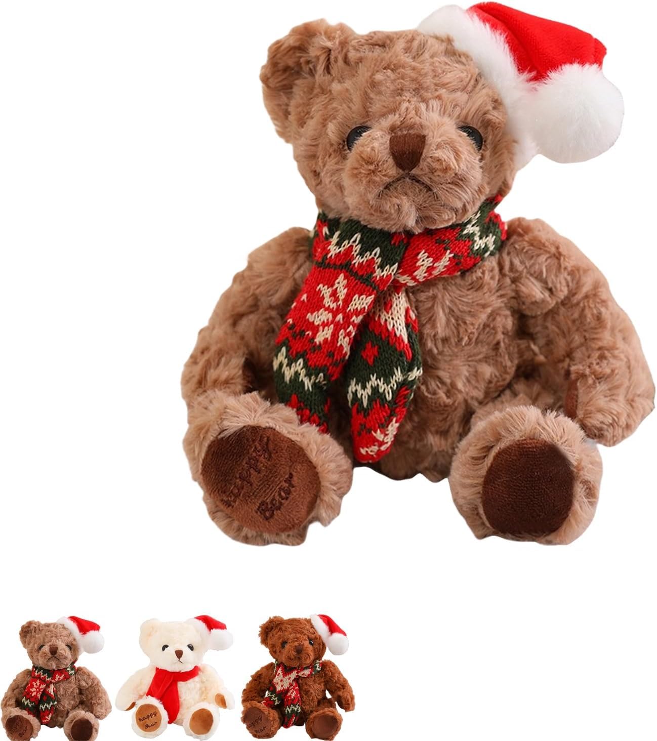 COSORO 8" Christmas Teddy Bear Plush Xmas Gifts for,khaki Teddy Bears Plushies Dolls Christmas Soft,Squishys Teddy Bear Stuffed Animal Cuddly Presents for Xmas Home Decor
