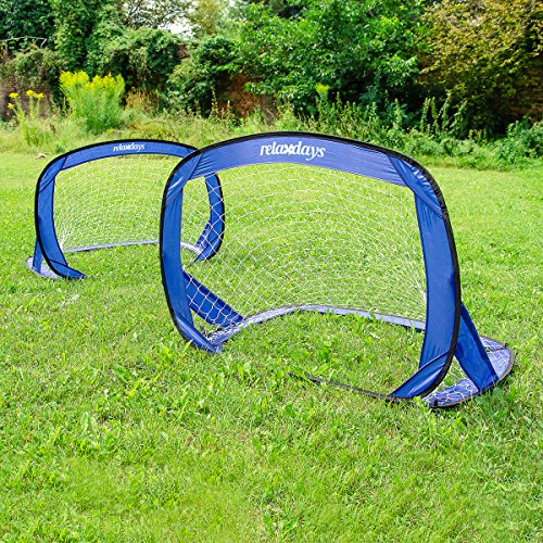 [- Relaxdays Pop Up Tor 2er Set, selbstaufstellende Fußballtor, Minitore mobil mit Tragetasch