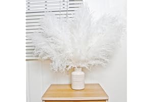 NAUNAUYA 10 PCS White Pampas Grass Decor, Naturally Dried Pompas, Bunny Tails Dried Flowers, and Dried Eucalyptus. Perfect for Weddings, Boho Party Decorations, and Table Decor(17inch)