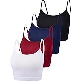 Boao 4 Pack Women's Cropped Tank Tops, Cotton Spaghetti Strap Crop Top Basic Sports Crop Cami Half Camisoles for Teen Girls