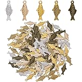 AHANDMAKER 150Pcs 5 Colors Metal Fish Charms for Craft, Tibetan Style Sea Animal Pendants Ocean Theme Metal Dangle Charm for Jewelry Making DIY Necklaces Bracelets Earrings Keychains Craft Supplies