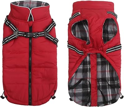 Babepet Warm Waterproof Reflective Dog Coat Harness Vest XXL Red
