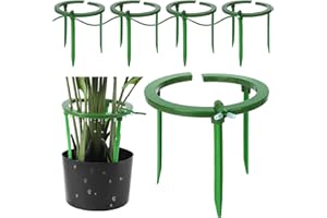 Tujoe 4 Sets Hydro Halo Water Ring W 3 Leg Support Drip Emitter Drip Ring with Built in 1/8 in Barbed Inlet Fitting 3 Removable Stakes for Irrigation System Rain Watering Plants, Green (12 Inch)