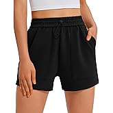 PINSPARK Sweat Shorts for Women Casual Summer Athletic Short Elastic Waist Comfy Lounge Shorts Bottoms with Pockets