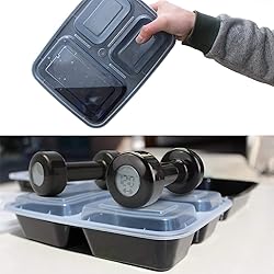 Enther Meal Prep Containers [12 Pack] 3 Compartment
