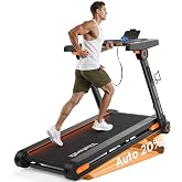 Vitalwalk Foldable Treadmill with Incline 25%/20% Auto Treadmills for Home | 49"x18" Full-Deck Belt, 10MPH, 3.5HP Brushless Quiet, 350LBS, Auto Fold Upright Storage, No Installation