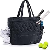 SPORJET Tennis Gym Bag for Women, Tennis Bag Holds 2-4 Rackets with Shoe Compartment & Wet Pocket, Sports Duffle Bags fits up to 15.6" Laptop, Quilted Travel Overnight Weekend Bag, Tennis Gift