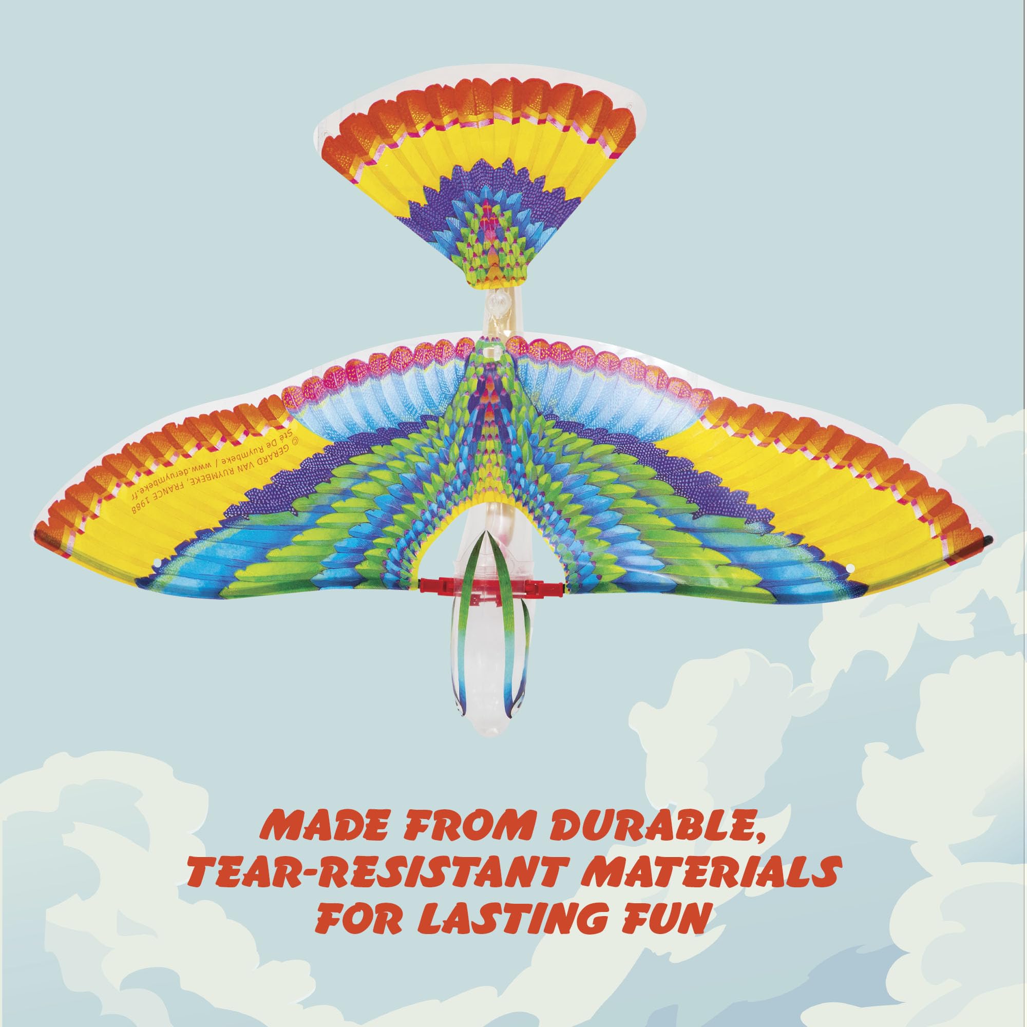 Schylling Tim Bird Flying Toy - Rubberband-Powered Mechanical Bird that Really Flies - Wings Flap and Flies 50 Feet - Ages 7 and Up